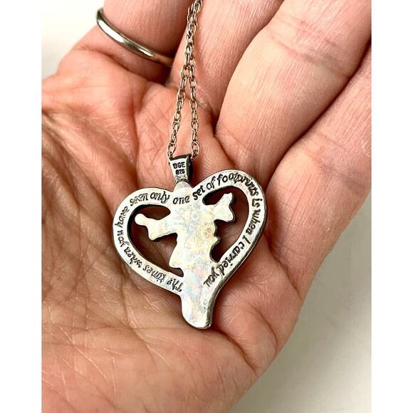 VTG BGE Sterling Silver Footprints of Faith Diamond Pendant Bradford Exchange - Picture 3 of 14
